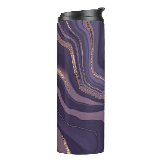 Abstracte violetmarmer met goud thermosbeker (Gedraaid links)