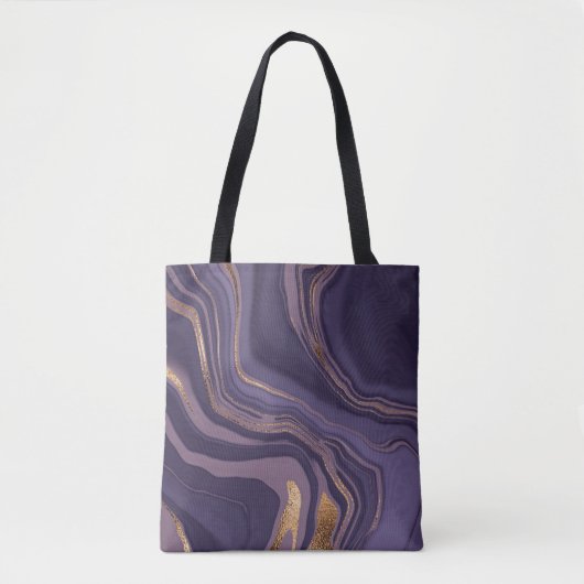 Abstracte violetmarmer met goud tote bag (Voorkant)