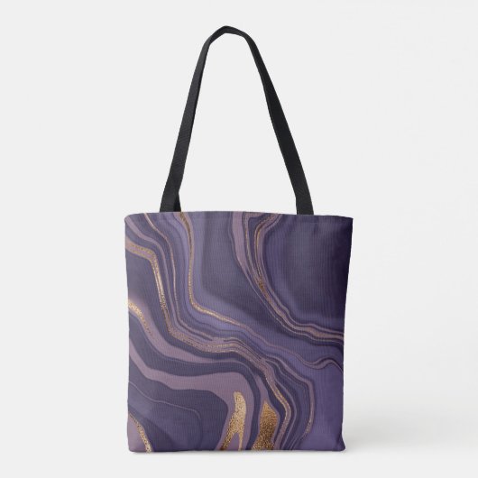 Abstracte violetmarmer met goud tote bag (Achterkant)