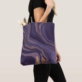 Abstracte violetmarmer met goud tote bag (Dichtbij)