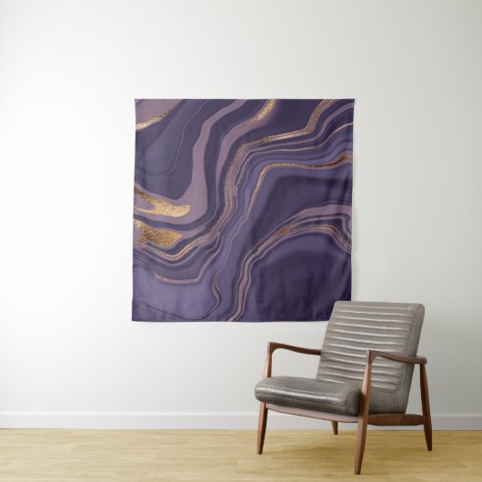 Abstracte violetmarmer met goud wandkleed (In Situ (horizontaal))
