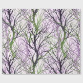 Abstracte violette groene boomtakken cadeaupapier (Vlak)