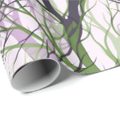 Abstracte violette groene boomtakken cadeaupapier (Rol Hoek)