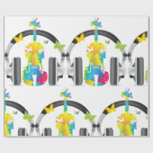 Abstracte viool met hoofdtelefoon en muziekkunst cadeaupapier (Vlak)