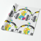 Abstracte viool met hoofdtelefoon en muziekkunst cadeaupapier (Uitgerold)
