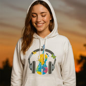 Abstracte viool met hoofdtelefoon en muziekkunst hoodie