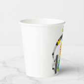 Abstracte viool met hoofdtelefoon en muziekkunst papieren bekers (Rechts)