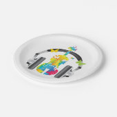 Abstracte viool met hoofdtelefoon en muziekkunst papieren bordje (Gekanteld)