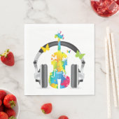 Abstracte viool met hoofdtelefoon en muziekkunst servet (Insitu)