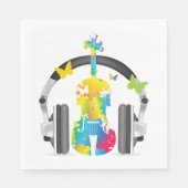 Abstracte viool met hoofdtelefoon en muziekkunst servet (Voorkant)