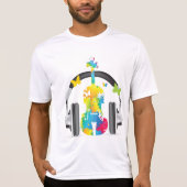 Abstracte viool met hoofdtelefoon en muziekkunst t-shirt (Voorkant)