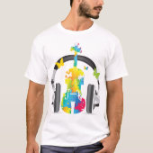 Abstracte viool met hoofdtelefoon en muziekkunst t-shirt (Voorkant)