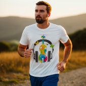 Abstracte viool met hoofdtelefoon en muziekkunst t-shirt