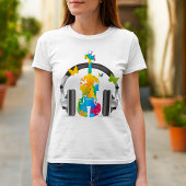 Abstracte viool met hoofdtelefoon en muziekkunst t-shirt