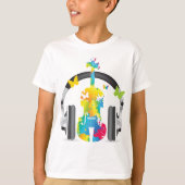 Abstracte viool met hoofdtelefoon en muziekkunst t-shirt (Voorkant)