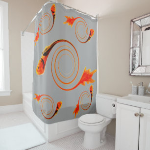 Abstracte Vis Aquatisch Patroon Aangepaste Kleur Douchegordijn