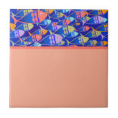 Abstracte vis blauw patroon koraal tegeltje (Voorkant)