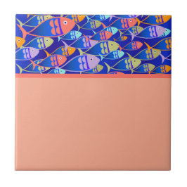 Abstracte vis blauw patroon koraal tegeltje