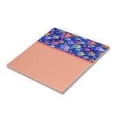 Abstracte vis blauw patroon koraal tegeltje (Zijkant)