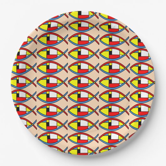 Abstracte vis papieren bordje (Voorkant)