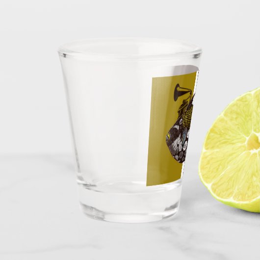 Abstracte vis shot glas (Links)