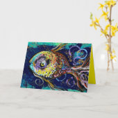 Abstracte Vis Wenskaart Kaart (Gele Bloem)