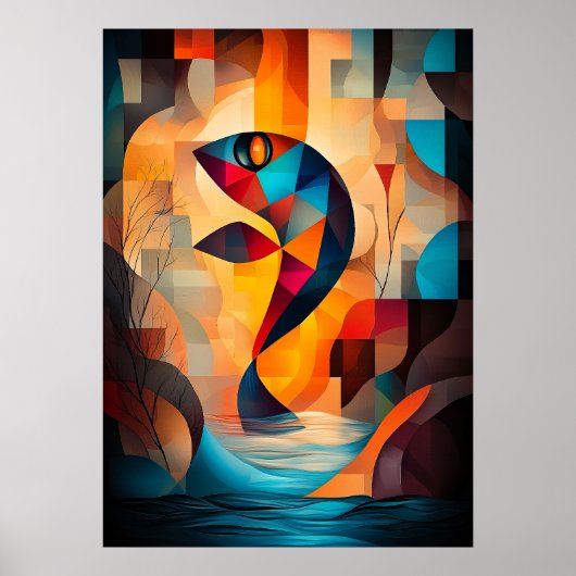 Abstracte Viskunst - Geometrisch Natuurontwerp in Poster (Voorkant)