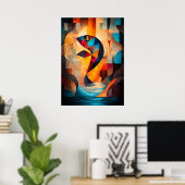 Abstracte Viskunst - Geometrisch Natuurontwerp in Poster (Thuiskantoor)