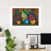 Abstracte Vissen Kunst Ontwerp Poster (Thuiskantoor)