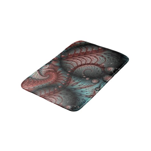 Abstracte Vivid Fantasy Fractal Art Bruin Blauw Badmat (Gekanteld)