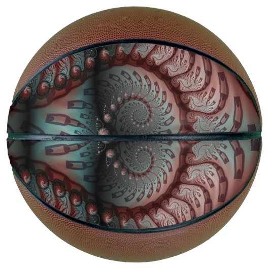 Abstracte Vivid Fantasy Fractal Art Bruin Blauw Basketbal (Voorkant)