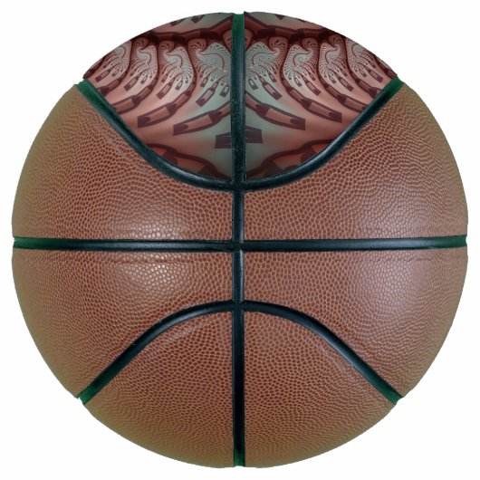 Abstracte Vivid Fantasy Fractal Art Bruin Blauw Basketbal (Rechts)