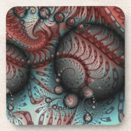 Abstracte Vivid Fantasy Fractal Art Bruin Blauw Bier Onderzetter