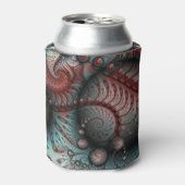 Abstracte Vivid Fantasy Fractal Art Bruin Blauw Blikjeskoeler (Blikje Voorkant)
