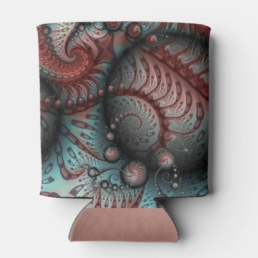 Abstracte Vivid Fantasy Fractal Art Bruin Blauw Blikjeskoeler (Achterkant)