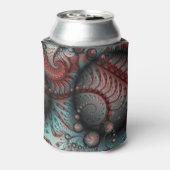 Abstracte Vivid Fantasy Fractal Art Bruin Blauw Blikjeskoeler (Blikje Achterkant)