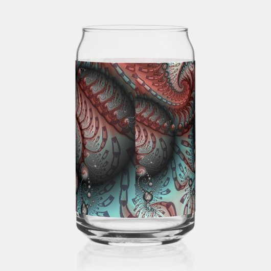 Abstracte Vivid Fantasy Fractal Art Bruin Blauw Blikvorm Glas (Rechts)