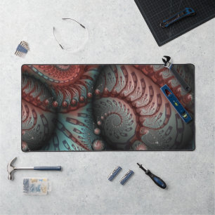 Abstracte Vivid Fantasy Fractal Art Bruin Blauw Bureaumat