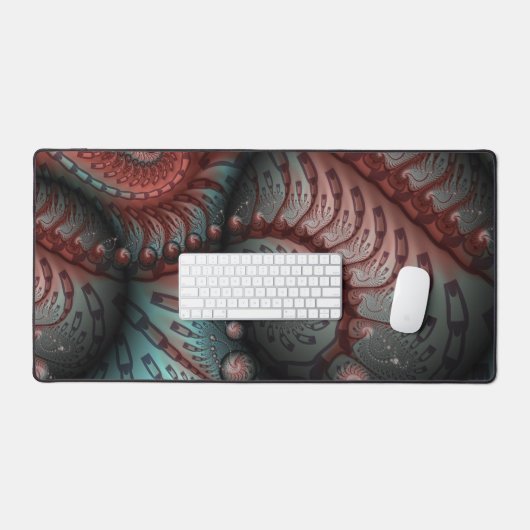 Abstracte Vivid Fantasy Fractal Art Bruin Blauw Bureaumat (Keyboard & Muis)