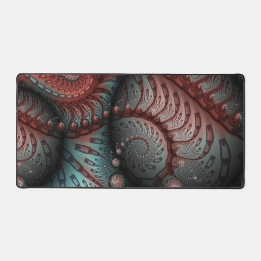 Abstracte Vivid Fantasy Fractal Art Bruin Blauw Bureaumat (Voorkant)