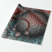 Abstracte Vivid Fantasy Fractal Art Bruin Blauw Cadeaupapier (Uitgerold)