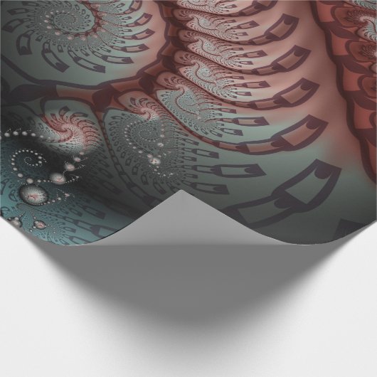 Abstracte Vivid Fantasy Fractal Art Bruin Blauw Cadeaupapier (Hoek)