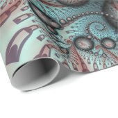 Abstracte Vivid Fantasy Fractal Art Bruin Blauw Cadeaupapier (Rol Hoek)