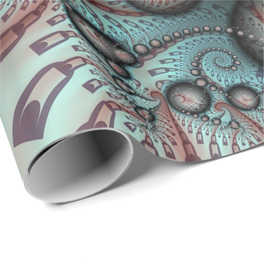 Abstracte Vivid Fantasy Fractal Art Bruin Blauw Cadeaupapier (Rol Hoek)