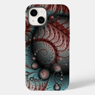 Abstracte Vivid Fantasy Fractal Art Bruin Blauw Case-Mate iPhone 14 Hoesje