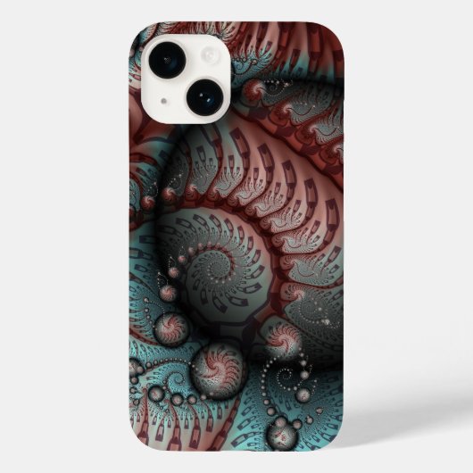 Abstracte Vivid Fantasy Fractal Art Bruin Blauw Case-Mate iPhone Case (Achterkant)