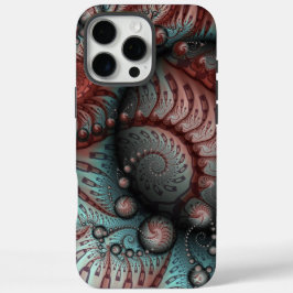 Abstracte Vivid Fantasy Fractal Art Bruin Blauw iPhone 16 Pro Max Hoesje