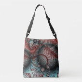 Abstracte Vivid Fantasy Fractal Art Bruin Blauw Crossbody Tas (Achterkant)