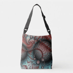 Abstracte Vivid Fantasy Fractal Art Bruin Blauw Crossbody Tas