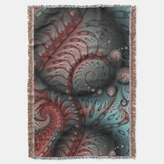 Abstracte Vivid Fantasy Fractal Art Bruin Blauw Deken (Voorkant Verticaal)